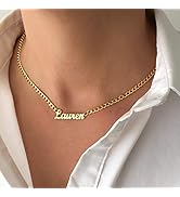 Name Necklace Personalized with Curb Chain, Dainty Custom Necklace with Name for Women 925 Sterli...