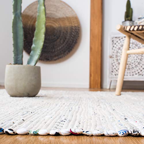 Tapete Boho Cuadrado de Algodón 8' Ivory y Multicolor miniatura 4