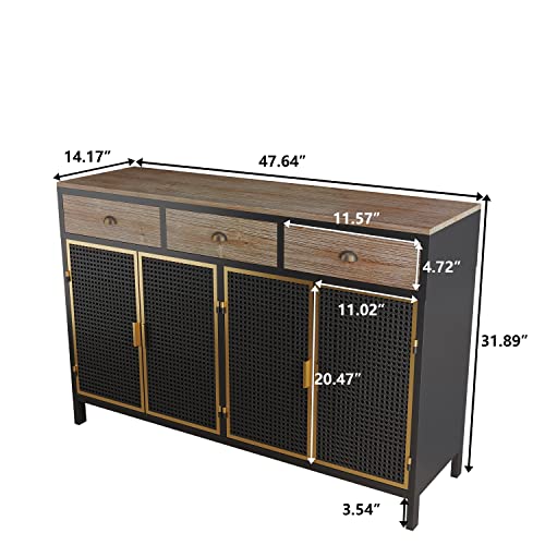 Recaceik Modern Buffet Sideboard Cabinet, Freestanding Sideboard Storage Cabinet With 4 Doors And 3 Drawers, Farmhouse Entryway Buffet Cabinet Accent Cabinet For Living Room Office Bedroom #TOP1