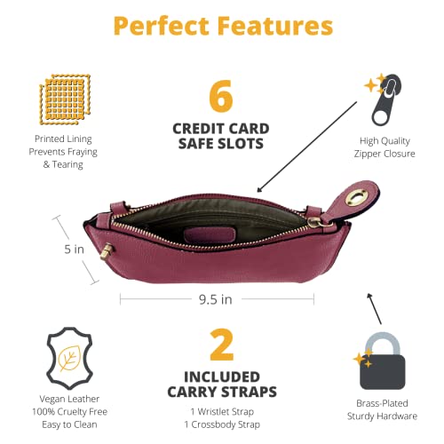 Image of Joy Susan Women's Fashion Purse Mini Crossbody Wristlet Clutch Handbag - Mulberry