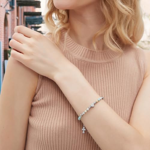 TONY & SANDY Christian Gifts for Women, Religious Cross Bracelet Jewelry, Easter Basket Stuffers for Teens Kids Adults, Faith Confirmation Baptism Christmas Birthday Gifts for Women3