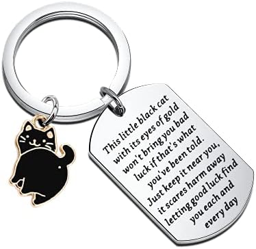 BLEOUK Black Cat Keychain Lucky Charm Keychain Black Cat Themed Gifts Good Luck Cat Gift (little black cat)
