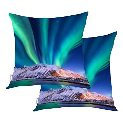 BaoNews Aurora Green Northern Lights Pillow Covers Cover
