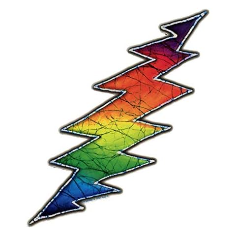Dye the Sky Tina Carpenter Batik Grateful Dead Rainbow Lightning Bolt Art Decal Mini Window Sticker (1.25 x 3 inches) Cover