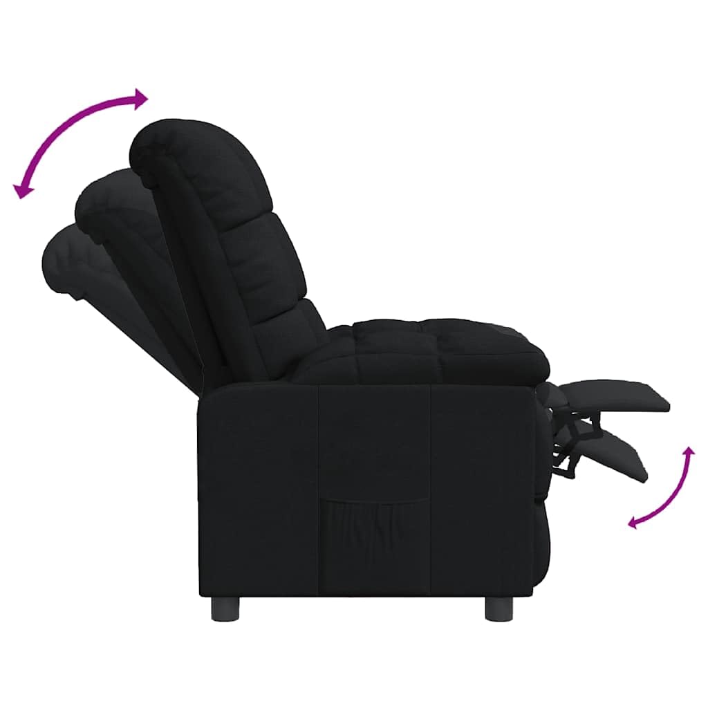 vidaXL Poltrona Reclinabile Poltroncina Divano Singolo Divanetto per Una Persona Sedia TV da Salotto Arredamento Nera in Tessuto