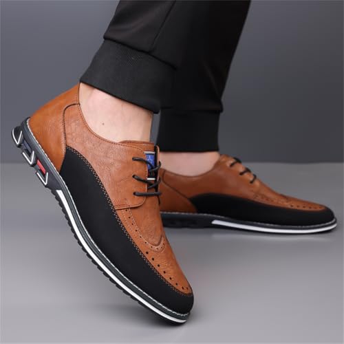Image of Men's Casual Dress Oxfords Shoes Business Formal Italy Prince Classic Oxford Lace Up Craft Mesh Sneakers