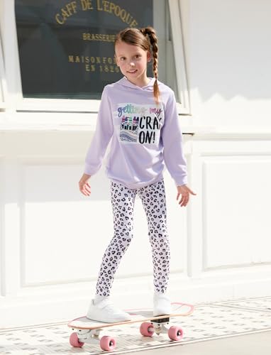 Image of PATPAT Girls 2 Piece Outfits Long Sleeve Hoodie and Leggings Clothing Set Outfits for Girls 4-12Y Fall /Winter Outfits