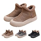 caldi stivali invernali da donna con suola piatta, foderati, stivaletti invernali, slip-on, stivaletti alti alla caviglia, leggeri, comodi, per il tempo libero, antiscivolo, per attività all'aria