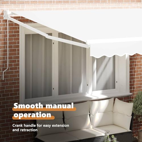 Auvent blanc en polyester 300 cm avec protection solaire - 7