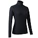 HieasyFit Women's Cotton Basic Thermal Turtleneck Pullover Top Black L