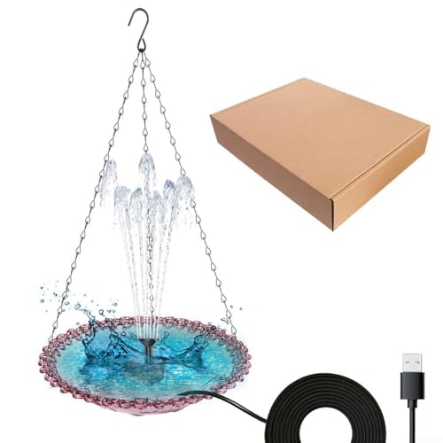 Fuente flotante de baño para pájaros alimentada por USB para uso en exteriores con 4 boquillas reemplazables para mejorar el jardín (morado)