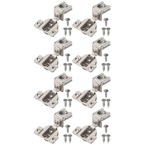 Blum Compact Hinge (4 Kits), 1-1/4" Overlay, 110° Opening Angle, Steel, Concealed Hinges for Face Frame Cabinets