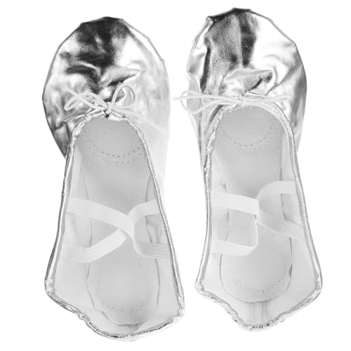 FOYTOKI Ballet Shoes for Girls Inspired Pu Leather Stretch Belt Size 34 Non-Slip