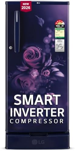 LG 185 L, 4 Star, Smart Inverter, Direct Cool Single Door Refrigerator (GLD1945ZOBE, Blue Euphoria, Base stand with Drawer)