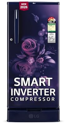 LG 185 L, 4 Star, Smart Inverter, Direct Cool Single Door Refrigerator (GLD1945ZOBE, Blue Euphoria, Base stand with Drawer)
