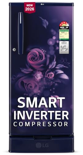 LG 185 L, 4 Star, Smart Inverter, Direct Cool Single Door Refrigerator (GLD1945ZOBE, Blue Euphoria, Base stand with Drawer)