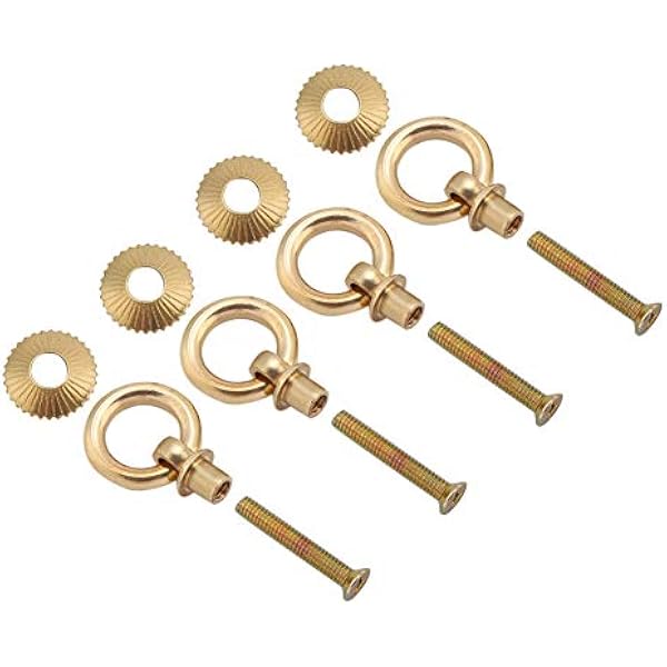 Brązowe Mini Proste Kółka w Stylu Vintage 4 szt. Uchwyty do Szuflad do Pudełka z biżuterią Kosmetyczka Sprzęt Mocowania Mebli (Pierścień 2cm, kolor mosiądzu, śruba (mini))