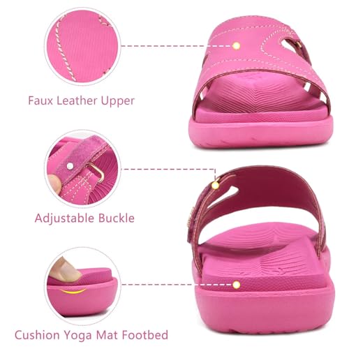 Image of KuaiLu Womens Fashion Orthotic Slides Ladies Athletic Yoga Mat Memory Foam Walking Sandals Thick Cushion Recovery Summer Beach Slippers Comfortable Plantar Fasciitis Arch Support