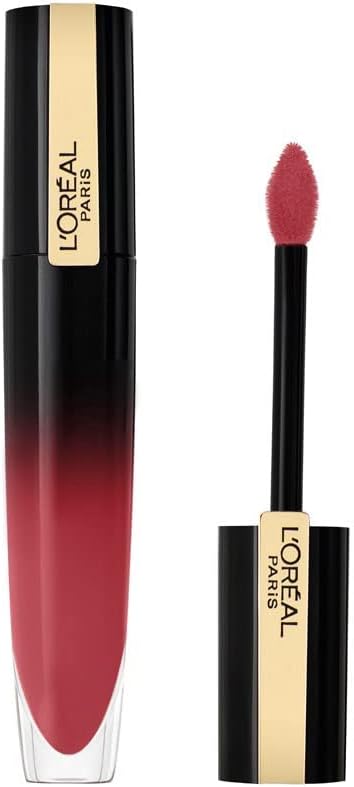L’Oreal Paris Lip Satin Gloss, Liquid Lipstick, Brilliant Signature Lip Gloss Colour Ink, Super Lighweight Feel, Enriched with Shiny Oils, Purple,302 Be Outstanding
