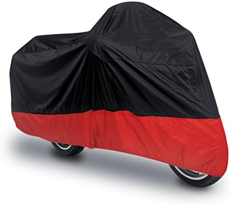 uxcell XXL 190T Motorcycle Cover Black+Red Outdoor UV Waterproof 104inch