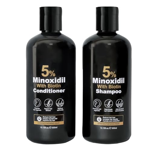 Minoxidil Shampoo & Conditioner Set for Hair Growth – Biotin, Ginseng & Ginger – Supports...