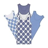 Buyless Fashion Boys Scoop Neck Tagless Undershirts Soft Cotton Blue Polka Dot Tank Top (4 Pack) - TW21-BD-9-10