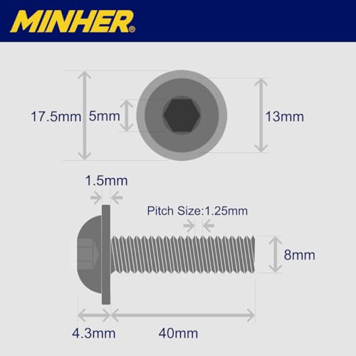 (10 pcs) M8 x 40mm Hex Socket Screws with Flange and Nuts Set 304 Stainless Steel Pan Head Screws, Silver tone, M8x40mm (10 Pieces) - Image 2