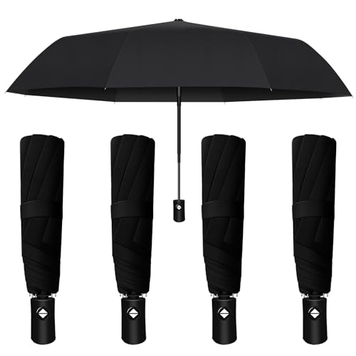 OSIMIG 5 Pcs Travel Umbrella, Small Black Compact Umbrellas Bulk,