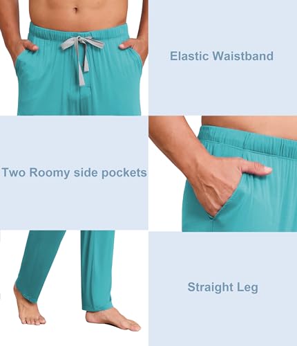 Image of CF Mens Pajama Pants Lightweight Bamboo Rayon Lounge Pants Soft Comfy Sleep Bottoms Long Pajama Pants with Pockets 2 Pack