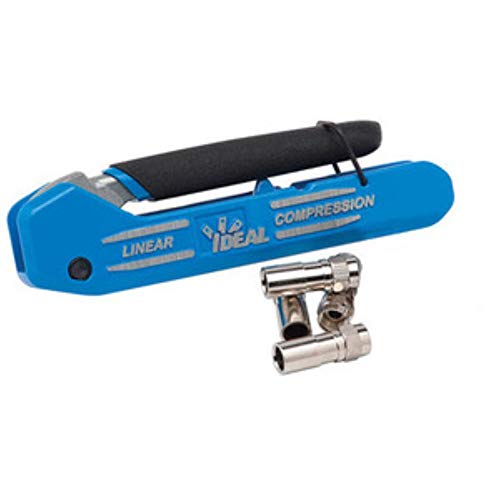IDEAL Electrical 33-632 LinearX3 Coax Compression Tool, Compression Tool for F/BNC/RCA connectors, w/ [4] RTQ XR RG-6/6 Quad F Connectors