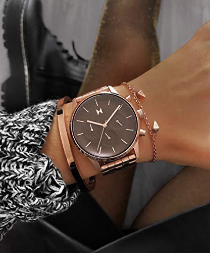 Image of MVMT Stainless Steel Analog Brown Dial Women Watch-28000063-D, Rose Gold Band