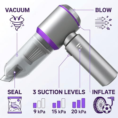 Image of NWDEY Car Vacuum, 20000Pa Cordless Handheld Vacuum & Air Duster, 4-in-1