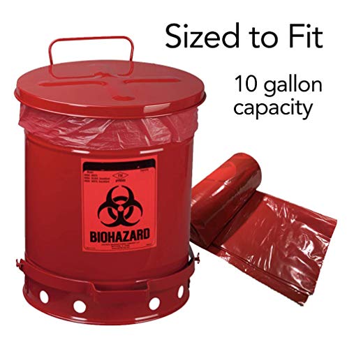 Resilia Medical - Biohazard Bags - Hazardous Waste Disposal, Meets Dot Astm Standards For Hospital Use, Red, 10 Gallon, 24X24 Inches, 50 Bags #TOP3