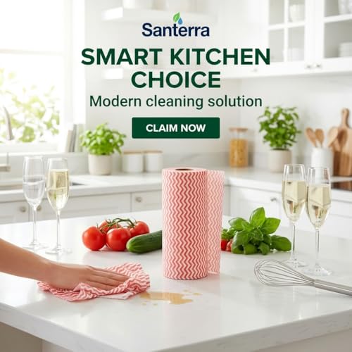 Image of Reusable Non Woven Kitchen Towel Roll | Ultra Absorbent Washable & Quick Dry Cleaning Wipes | Antimicrobial Anti-Odour Multipurpose Tissue Alternative for Dishcloth Cleaning, 50 Pulls, Pack 3