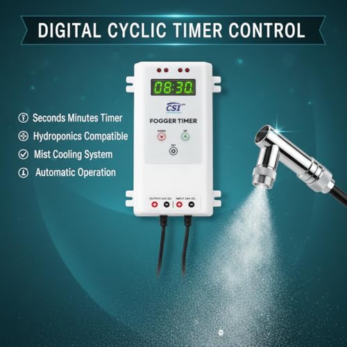 Image of CSI INTERNATIONAL Digital Cyclic Timer for Fogger, Hydroponics, Auto Cut Off Irrigation Pump, Mist Cooling, Water Motor, Up to 1Hp /15A, ON /Off in Seconds /Minutes for Agriculture & Industrial Use