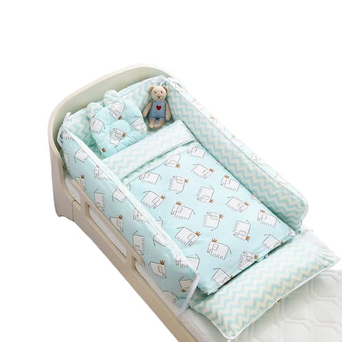 XVVXベビーベッド 新生児用ベッド携帯型 ベビーベッド,折りたたみべびーべっと, 軽量ベッド 快適な素材 ポータブル 簡単取り外し 洗濯可能 (エレファントブルー,100*60*20)