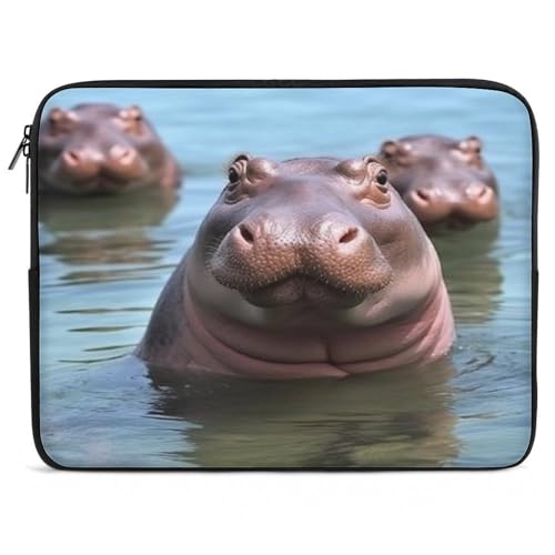 Funda para laptop a prueba de golpes con protección impermeable Cute Hippos
