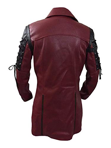 AREENO Mens Real Leather Sexy Steampunk Coat Goth Matrix Trench Coat Gothic Real Leather Coat2