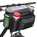 Large Bike Handlebar Bag,Large Bicycle Front Storage Pouch Bag,9 inch Transparent Pouch with Shoulder Strap