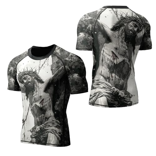 Desantiago Rash Guard for Men BJJ, Compression Shirts Short Sleeve Activewear Cotton Spandex3
