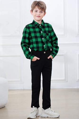 Image of Betusline Boy and Men Button Down Plaid Shirt | Soft,Breathable and Comfortable Fabric