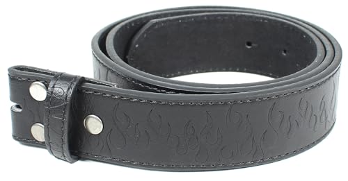 Barbed Flames Embossed Leather Belt Strap Without Buckle 1.5" Wide with Snaps - Hot Rod Biker Motorcycles4