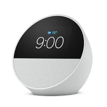Novo Echo Spot com Alexa (2024) | Despertador inteligente com som vibrante | Cor Branca