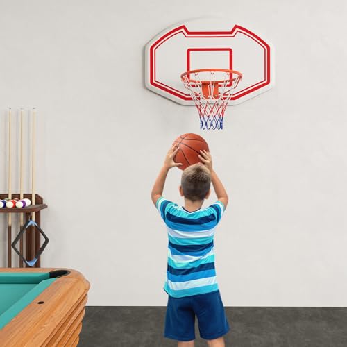 GYMAX Wall Mounted Basketball Hoop, 36\" x 24\" Shatterproof Backboard and 18 Inch Rim, Mini Basketball Hoop Indoor Outdoor for Home Door Youth Adults
