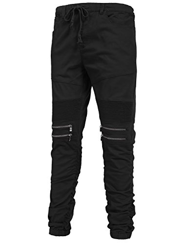 NE PEOPLE Men’s Jogger Pants – Casual Moto Biker Zipper Slim Fit French Terry Fleece Tapered Leg Elastic Waist (XS-5XL)2