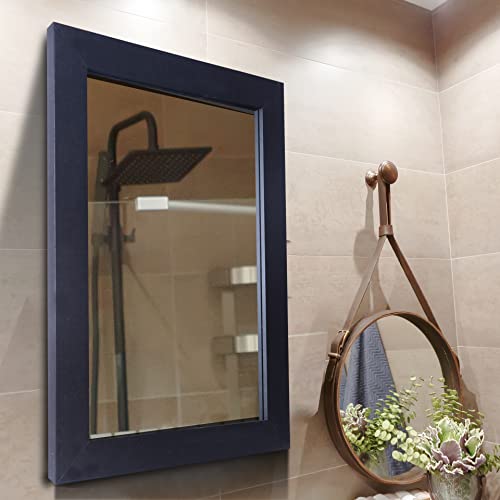 Syndra Wall Mirror Wall-Mount Mirror Rectangular Rustic Mirror Wood Mirror Decorative Vanity Mirror For Bedroom, Living Room, Bathroom,Entryway,Farmhouse, Horizontal/Vertical 20" X 28" Black #TOP5