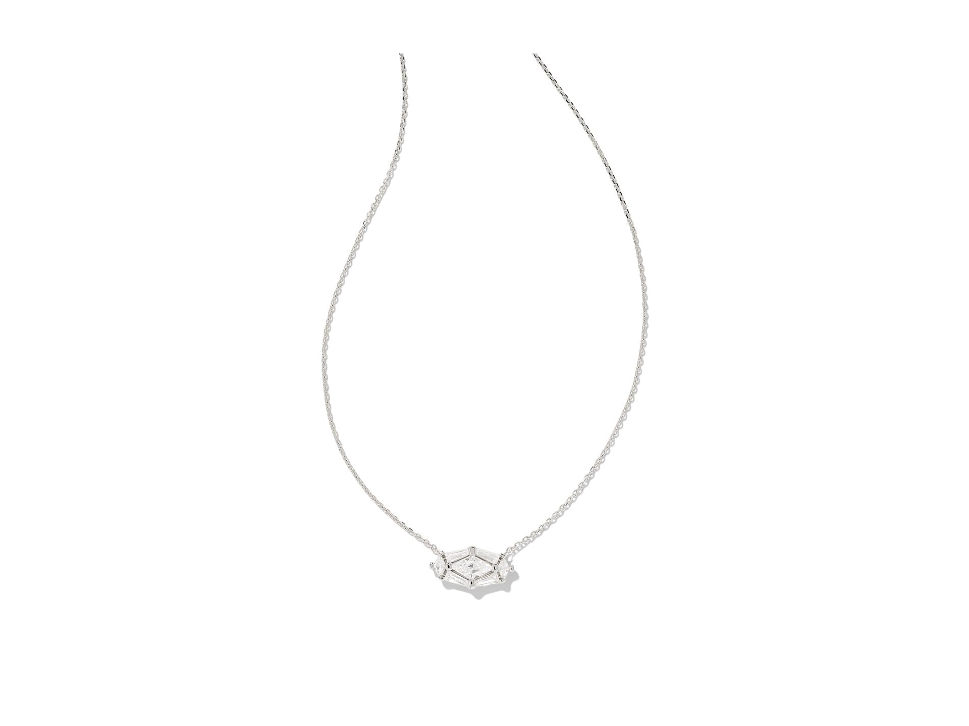 Kendra ScottWomens, Lindy Rae Elisa Short Pendant Necklace, Silver White  Crystal, One Size