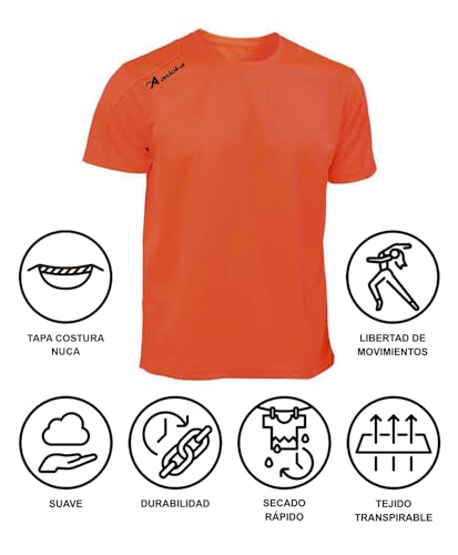 Asioka 75/09 Camiseta de Manga Corta, Unisex Adulto, Naranja flúor, XL