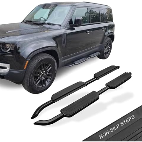SNIXWOO Running Boards for LR Defender 110 130 4dr 2020-2025, All Black Side Steps - No Drilling Required, But Need to Cut Side Trims Cover