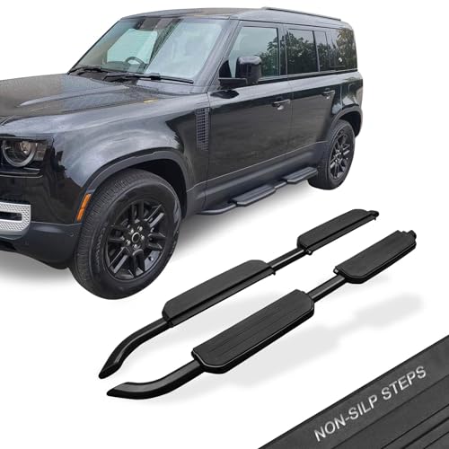 SNIXWOO Running Boards for LR Defender 110 130 4dr 2020-2025, All Black Side Steps - No Drilling Required, But Need to Cut Side Trims